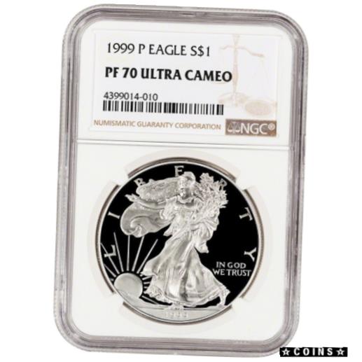 【極美品/品質保証書付】 アンティークコイン コイン 金貨 銀貨 [送料無料] 1999-P American Silver Eagle Proof - NGC PF70 UCAM