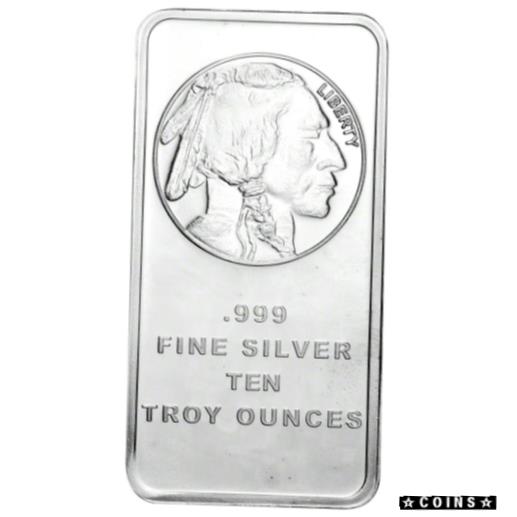 【極美品/品質保証書付】 アンティークコイン コイン 金貨 銀貨 [送料無料] 10 oz. SilverTowne Silver Bar - Buffalo Design - 999 Fine