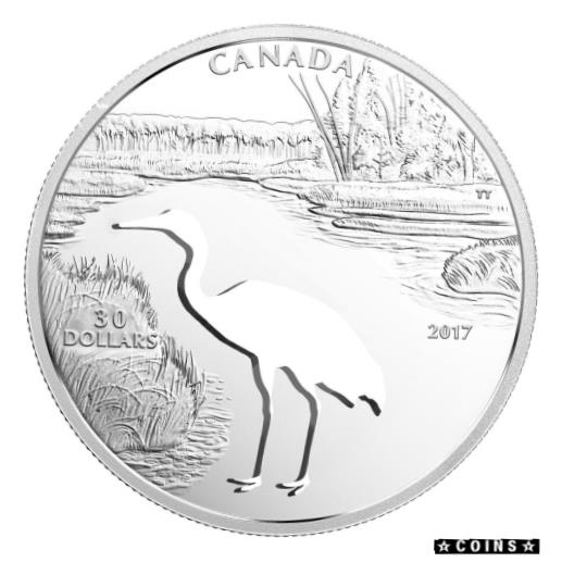 楽天金銀プラチナ　ワールドリソース【極美品/品質保証書付】 アンティークコイン コイン 金貨 銀貨 [送料無料] Endangered Whooping Crane Cutout Silver Proof $30 2017 Canada OGP SKU49962