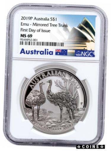 楽天金銀プラチナ　ワールドリソース【極美品/品質保証書付】 アンティークコイン コイン 金貨 銀貨 [送料無料] 2019 Australia 1 oz Silver Emu Mirrored Tree Trunk Variety NGC MS69 FDI SKU58689