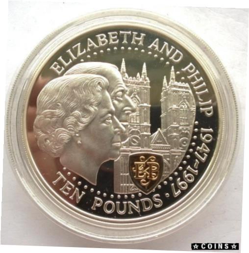 ڶ/ʼݾڽա ƥ    [̵] Guernsey 1997 Royal Wedding 10 Pounds Gold Plated 5oz Silver Coin,Proof