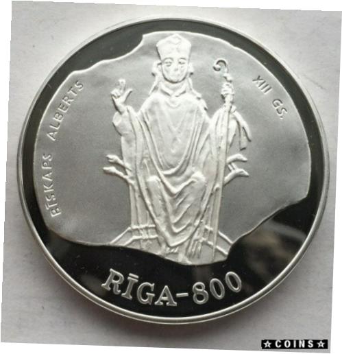  アンティークコイン コイン 金貨 銀貨  Latvia 1995 Riga 800-Alberts 10 Latu Silver Coin,Proof