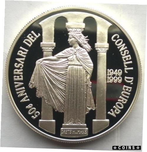  アンティークコイン コイン 金貨 銀貨  Andorra 1999 Statue of Human Rights 10 Diners Silver Coin,Proof