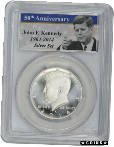  アンティークコイン コイン 金貨 銀貨  2014 S Kennedy 50th Ann. Set, Photo Label (Single Coin) Half Enhanced MS70