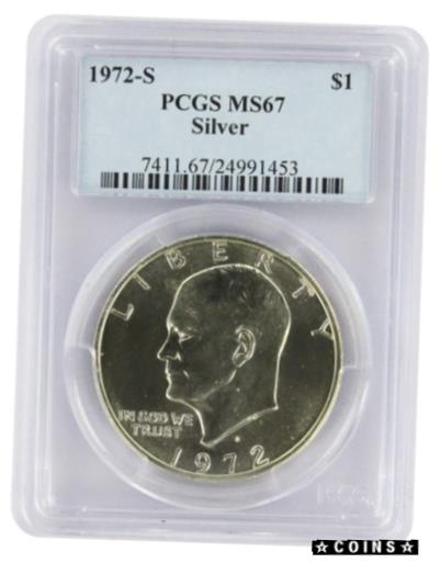 【極美品/品質保証書付】 アンティークコイン コイン 金貨 銀貨 [送料無料] 1972-S Silver Eisenhower Dollar Ike MS67 PCGS
