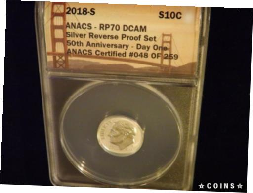 ڶ/ʼݾڽա ƥ    [̵] 2018-S DIME REVERSE PROOF 50Th Ann Day One ANACS RP 70 DCAM