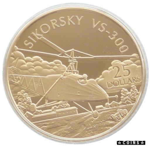 【極美品/品質保証書付】 アンティークコイン コイン 金貨 銀貨 送料無料 2005 History of Powered Flight Sikorsky VS-300 25 Silver Gold Proof 1oz Coin
