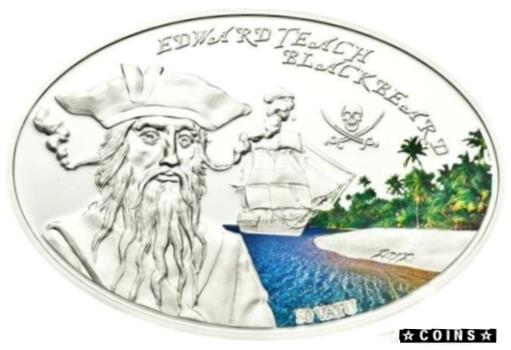 ڶ/ʼݾڽա ƥ    [̵] Vanuatu 2012 Blackbeard Edward Pirates Colour Silver Coins,Proof