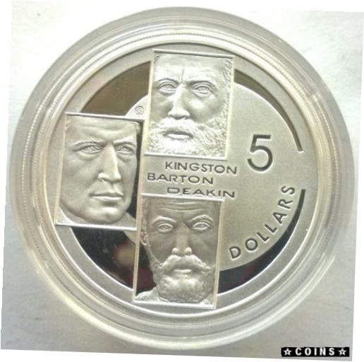 【極美品/品質保証書付】 アンティークコイン コイン 金貨 銀貨 [送料無料] Australia 2001 Kingston Barton Deak 5 Dollars 1.16oz Silver Coin Proof