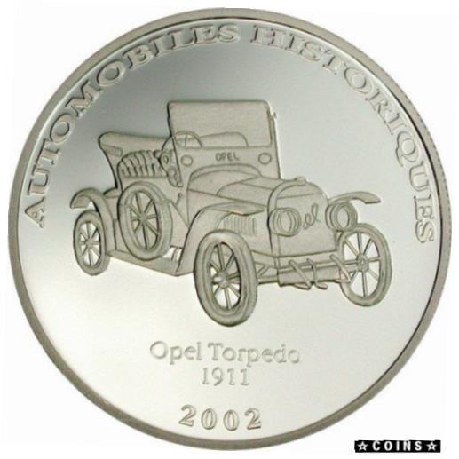 【極美品/品質保証書付】 アンティークコイン コイン 金貨 銀貨 [送料無料] Congo 2002 Opel Torpedo 10 Francs Silver Coin,Proof