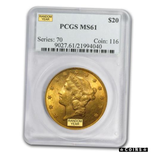 【極美品/品質保証書付】 アンティークコイン コイン 金貨 銀貨 [送料無料] $20 Liberty Gold Double Eagle MS-61 PCGS (Random) - SKU #23233