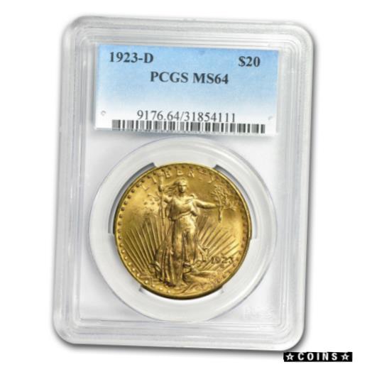 【極美品/品質保証書付】 アンティークコイン 金貨 1923-D $20 Saint-Gaudens Gold Double Eagle MS-64 PCGS - SKU # 24446 [送料無料] #got-wr-4527-286