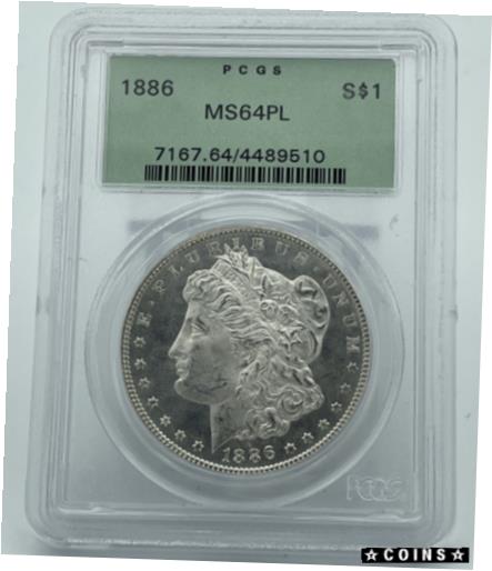 【極美品/品質保証書付】 アンティークコイン コイン 金貨 銀貨 [送料無料] 1886-P PCGS MS64PL Morgan Silver Dollar Old Green Holder