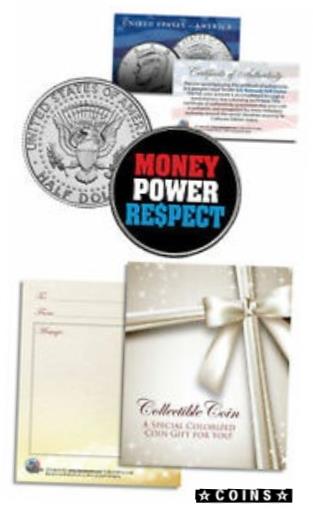 【極美品/品質保証書付】 アンティークコイン コイン 金貨 銀貨 送料無料 MONEY POWER RESPECT Floyd Mayweather JFK Half Dollar US Colorized Coin