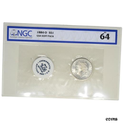 【極美品/品質保証書付】 アンティークコイン コイン 金貨 銀貨 [送料無料] 1884 O US Morgan Silver Dollar $1 - GSA Soft Pack - NGC MS64