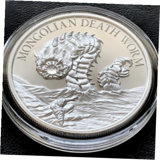  アンティークコイン コイン 金貨 銀貨  Cryptozoology Collection Mongolian Death Worm 1 oz Silver Monster Round