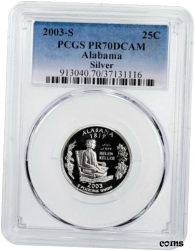 楽天金銀プラチナ　ワールドリソース【極美品/品質保証書付】 アンティークコイン コイン 金貨 銀貨 [送料無料] 2003-S Silver Alabama State Quarter PCGS PR70DCAM