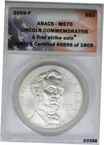 ڶ/ʼݾڽա ƥ    [̵] 2009-P ANACS Abraham Lincoln Silver Dollar Commemorative MS70 FS