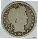 【極美品/品質保証書付】 アンティークコイン コイン 金貨 銀貨 [送料無料] 1898-S Silver Barber Quarter Circulated US Coin