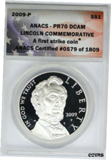 ڶ/ʼݾڽա ƥ    [̵] 2009-P ANACS Abraham Lincoln Silver Dollar Commemorative Proof PR70 DCAM FS