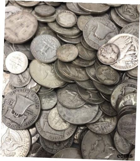 楽天金銀プラチナ　ワールドリソース【極美品/品質保証書付】 アンティークコイン コイン 金貨 銀貨 [送料無料] $5 Face Value 90％ Silver Coin Mixed Lot Dimes Quarters Half Dollars Pre-1965