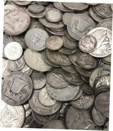 楽天金銀プラチナ　ワールドリソース【極美品/品質保証書付】 アンティークコイン コイン 金貨 銀貨 [送料無料] $10 Face Value 90％ Silver Coin Mixed Lot Dimes Quarters Half Dollars Pre-1965