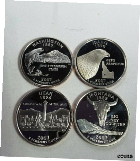 【極美品/品質保証書付】 アンティークコイン コイン 金貨 銀貨 [送料無料] 2007 Wash. 25c SET OF 4 GEM PROOF DCam:MONTANA, UTAH, IDAHO,.WASHINGTON. #06-b