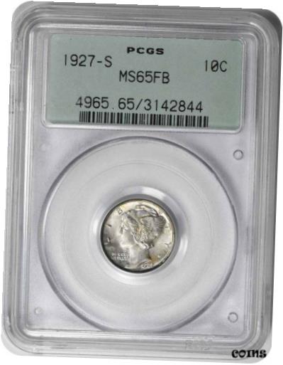 【極美品/品質保証書付】 アンティークコイン 銀貨 1927-S Mercury Silver Dime MS65FB PCGS [送料無料] #sot-wr-4668-160