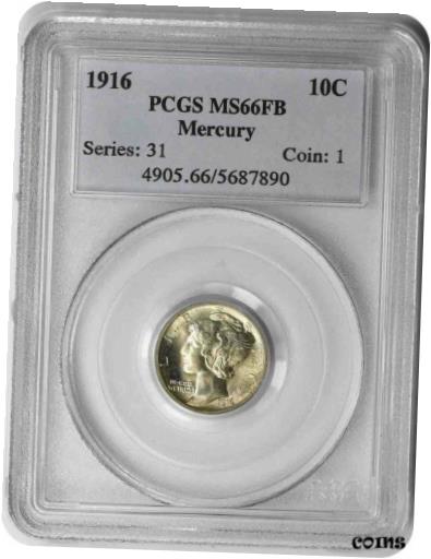 【極美品/品質保証書付】 アンティークコイン コイン 金貨 銀貨 [送料無料] 1916 Mercury Silver Dime MS66FB PCGS