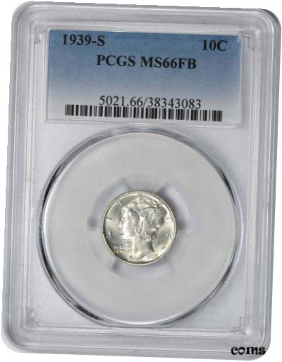 【極美品/品質保証書付】 アンティークコイン コイン 金貨 銀貨 [送料無料] 1939-S Mercury Silver Dime MS66FB PCGS