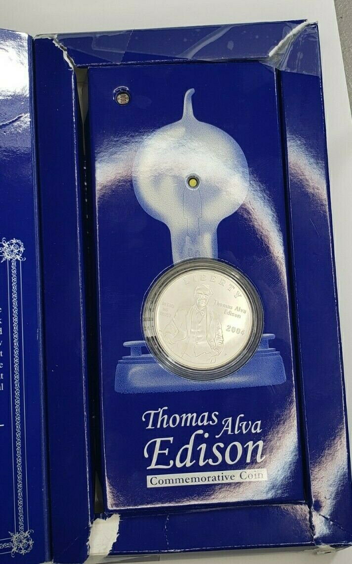 2004 Thomas Edison Collector's Set Box Uncirculated Silver Dollar Coin *damaged*※関税は当ショップ負担（お客様負担無し）※全国送料無料・海外輸送無料※商品の状態...