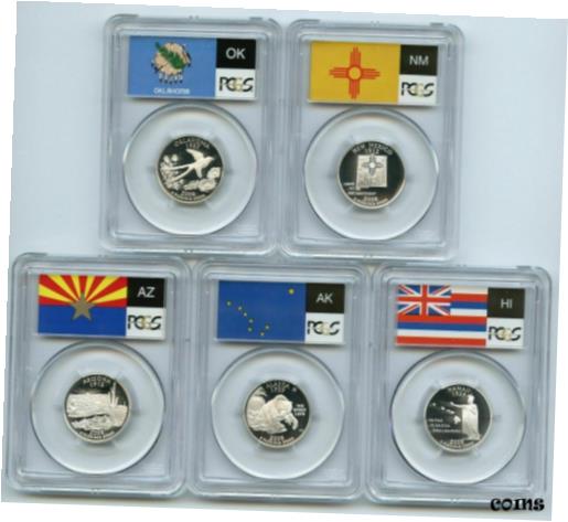 ڶ/ʼݾڽա ƥ    [̵] 2008-S Silver Proof State Quarter Set PCGS PR70 DCAM-State Flag Label.