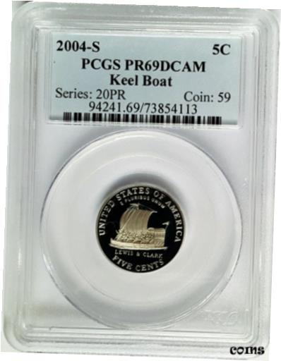 ڶ/ʼݾڽա ƥ    [̵] 2004- S Keel Boat Proof Jefferson Nickel (5Cent) PCGS PR69 DCAM