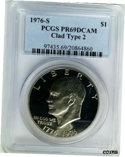 ڶ/ʼݾڽա ƥ    [̵] 1976-S Clad Proof type 2 Eisenhower Dollar PCGS PR-69 DCAM (DEEP CAMEO)