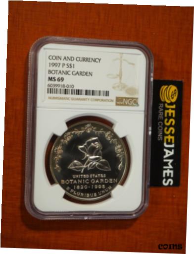 ڶ/ʼݾڽա ƥ    [̵] 1997 P $1 SILVER BOTANIC GARDEN DOLLAR NGC MS69 FROM COIN & CURRENCY SET LABEL