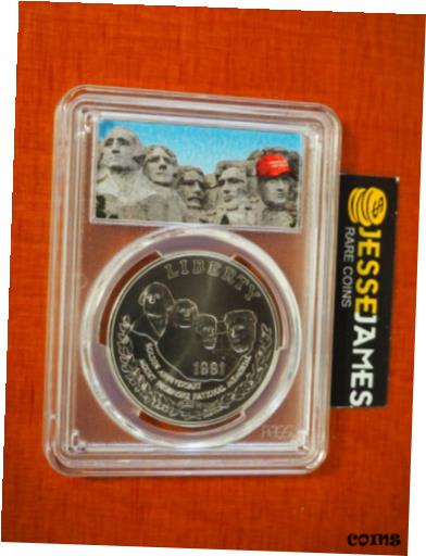 ڶ/ʼݾڽա ƥ    [̵] 1991 P $1 SILVER MOUNT RUSHMORE COMMEMORATIVE DOLLAR PCGS MS70 TRUMP MAGA LABEL