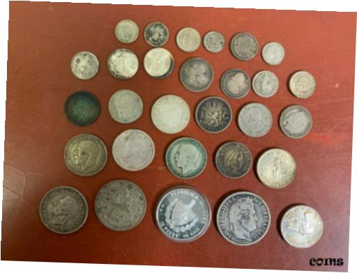 ڶ/ʼݾڽա ƥ    [̵] Mixed Lot Silver Foreign Coins Some Better Types 200 Grams (29 total)