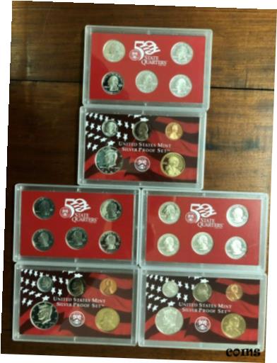 ڶ/ʼݾڽա ƥ    [̵] Lot of (3) U S Mint 2001 Silver Proof Coin Set 10 Coins Per Set, No Boxes