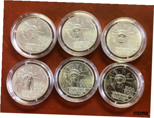 ڶ/ʼݾڽա ƥ    [̵] Lot of (6)1986 France Silver 100 Francs Statue of Liberty Double Thick W/Capsule