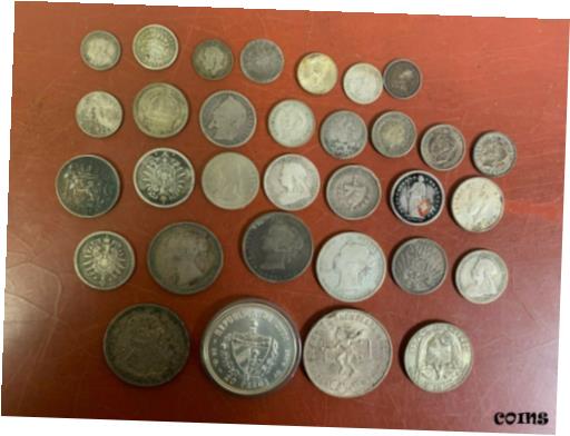 ڶ/ʼݾڽա ƥ    [̵] Mixed Lot Silver Foreign Coins Some Better Types 200 Grams (Green 32)