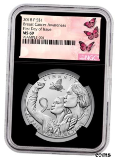 ڶ/ʼݾڽա ƥ    [̵] 2018-P Breast Cancer Awareness Silver Dollar Coin NGC MS69 FDI Black SKU53340