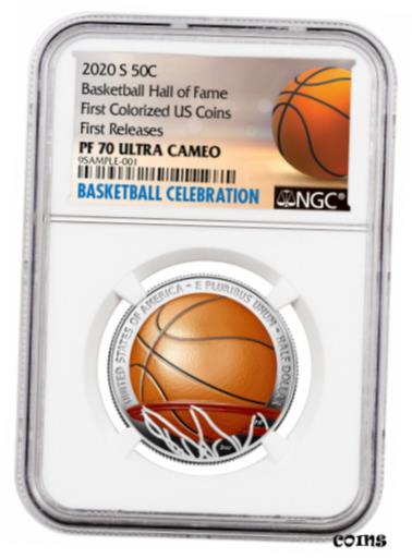 ڶ/ʼݾڽա ƥ    [̵] 2020 S Basketball Hall of Fame Half Dollar Clad Colorized NGC PF70 UC FR