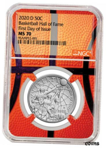 ڶ/ʼݾڽա ƥ    [̵] 2020D Basketball Hall Fame Clad Half Dollar NGC MS70 FDI Basketball Core