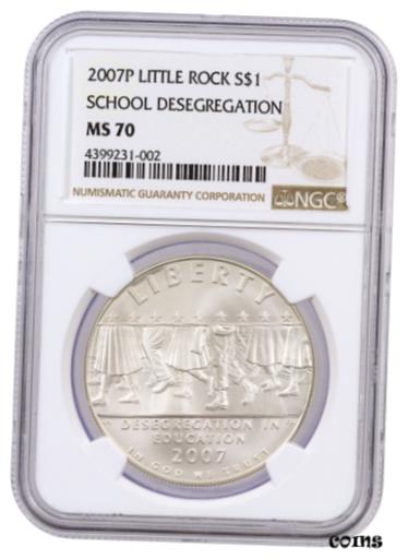 ڶ/ʼݾڽա ƥ    [̵] 2007 P Little Rock School Desegregation Silver Dollar $1 NGC MS70