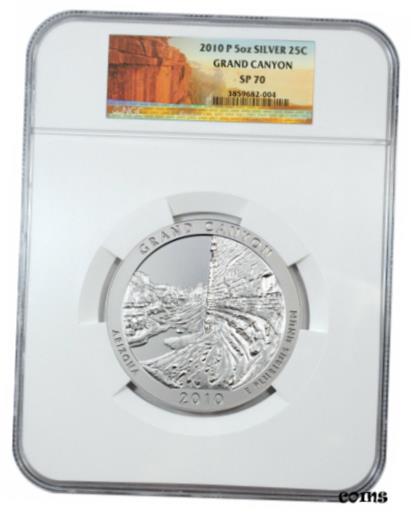 ڶ/ʼݾڽա ƥ    [̵] 2010 P 5 Oz Silver America Beautiful ATB NP4 Grand Canyon 25c NGC SP70