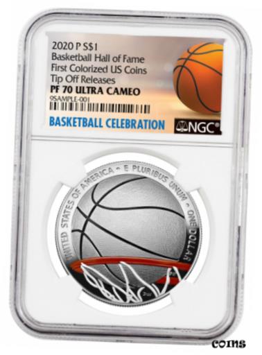 ڶ/ʼݾڽա ƥ    [̵] 2020P $1 Basketball Hall Fame Silver Dollar Colorized NGC PF70UC Tip Off Release