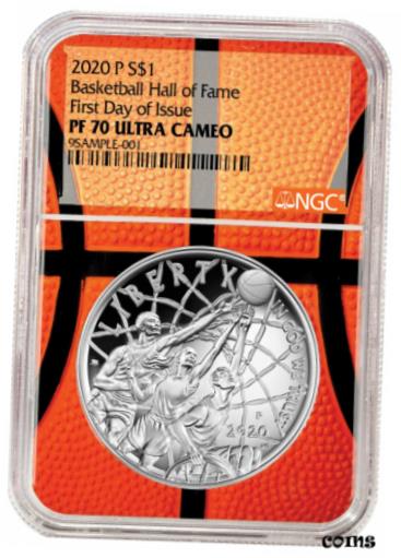 ڶ/ʼݾڽա ƥ    [̵] 2020P $1 Basketball Hall Fame Silver Dollar NGC PF70 FDI Basketball Core