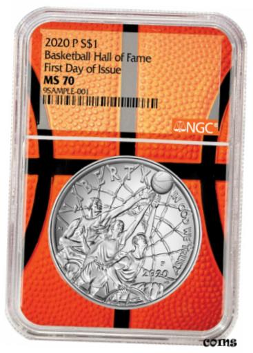 ڶ/ʼݾڽա ƥ    [̵] 2020P $1 Basketball Hall Fame Silver Dollar NGC MS70 FDI Basketball Core