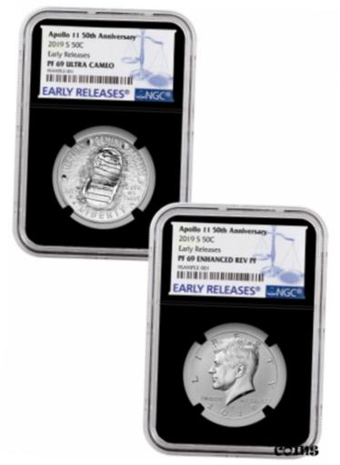 ڶ/ʼݾڽա ƥ    [̵] 2019S Apollo 11 2-Coin Clad Half Dollar Enhanced Set NGC PF69 ER Black SKU57361