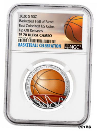 ڶ/ʼݾڽա ƥ    [̵] 2020S Basketball Hall Fame Half Dollar Clad Colorized NGC PF70UC Tip Off Release